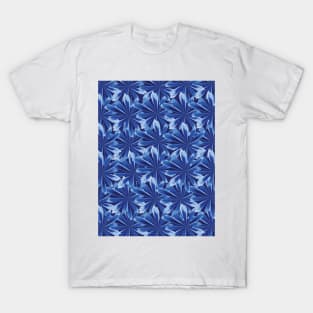 Indigo Blue Flower Tie Dye Shades of Blue and White T-Shirt